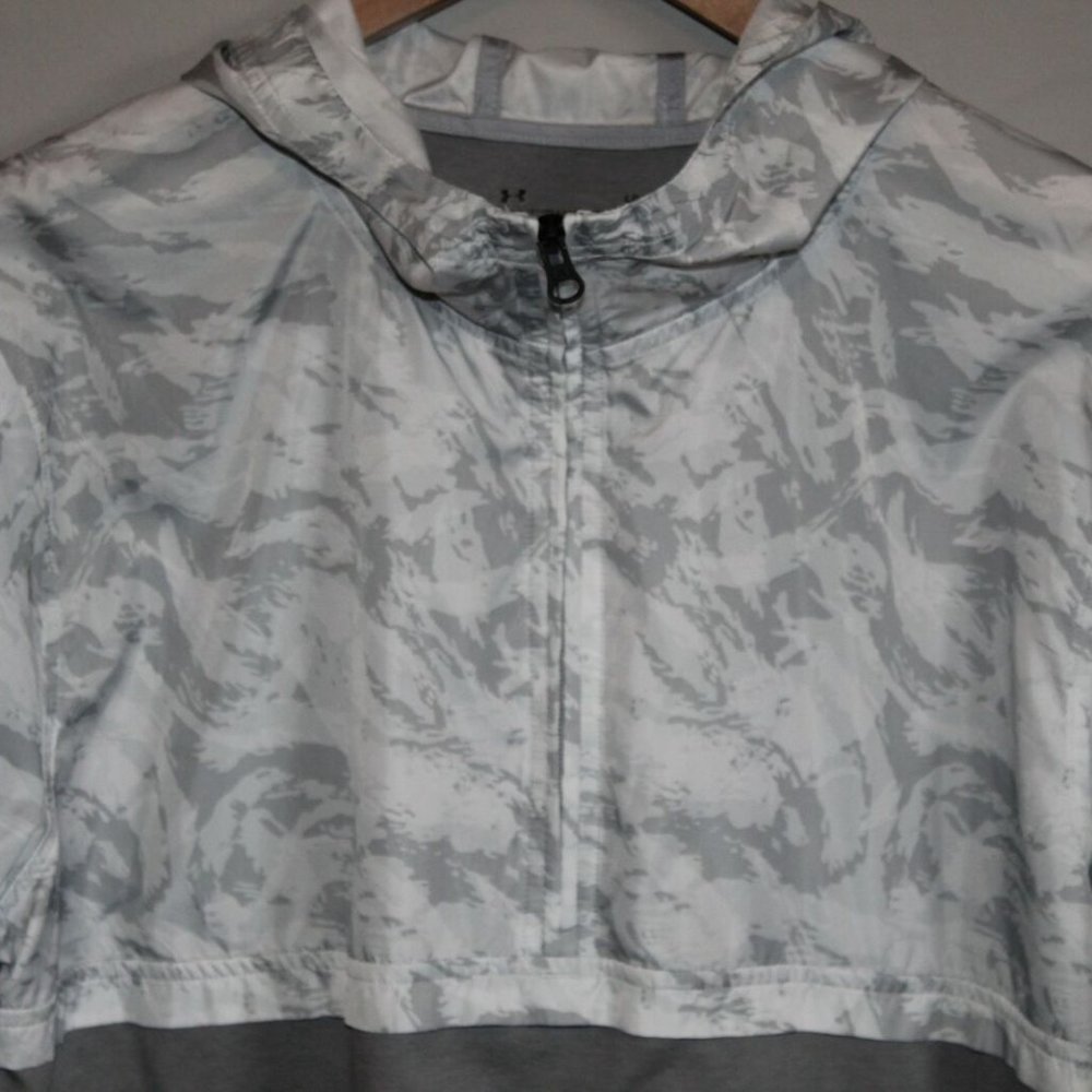 Under Armour Sportstyle Wind Anorak White Gray Hooded Pullover Large H11990 - Picture 3 of 11